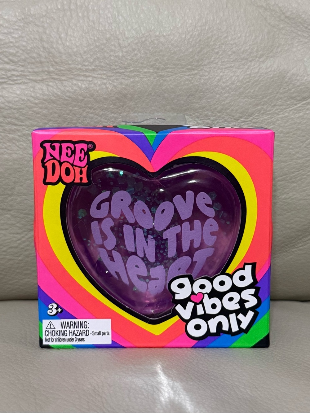 Needoh Good Vibes Only “Groove Is In The Heart” Purple Glitter Heart Authentic